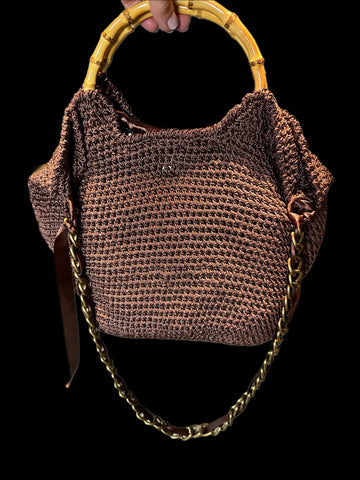 CARTERA EMILIA SEDA -ASAS BAMBU- FONDO CUERO