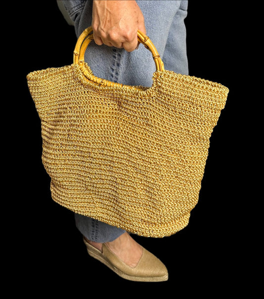 CARTERA EMILIA SEDA -ASAS BAMBU- FONDO CUERO