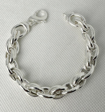 FR-2019- PULSERA PLATA ESLABONES TUBULARES SEMI TRENZADOS