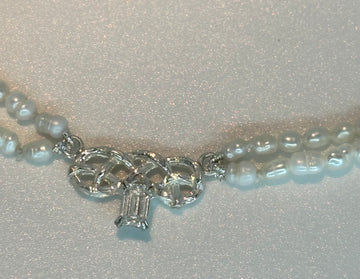 FR- 5031 - CHOKER PERLITAS PLATA Y MOISSANITA ENGASTADA