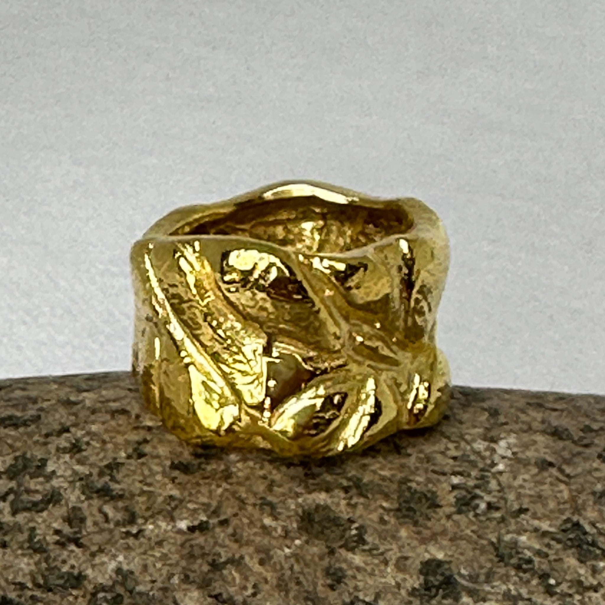 ANILLO- FR0040  PLATA ENCHAPADA EN ORO 18- FORMAS ORGANICAS