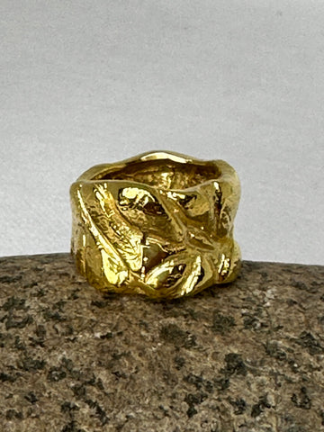 ANILLO- FR0040  PLATA ENCHAPADA EN ORO 18- FORMAS ORGANICAS