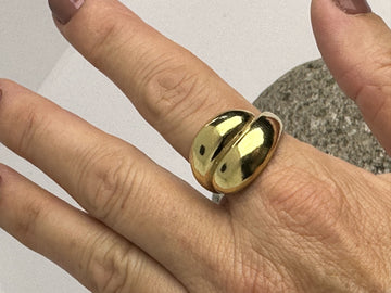 ANILLO- FR0046 ANILLO PLATA ENCHAPADO EN ORO FORMAS CURVAS