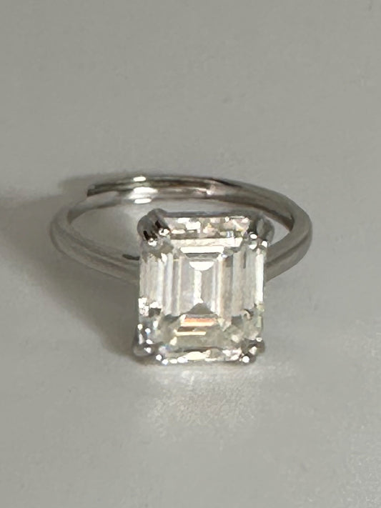 FR0052- ANILLO MOISSANITA CERTIFICADA - PLATA