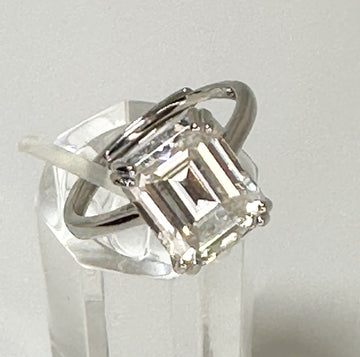 FR0052- ANILLO MOISSANITA CERTIFICADA - PLATA