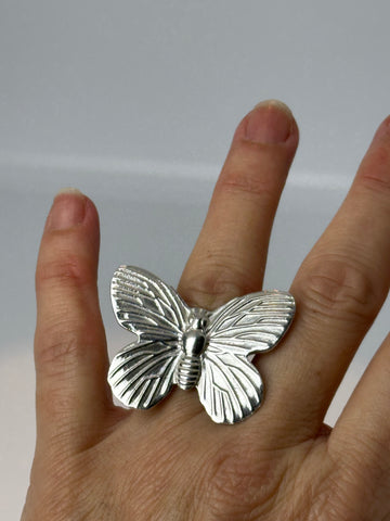 ANILLO FR 0057-  MARIPOSA PLATA AJUSTABLE