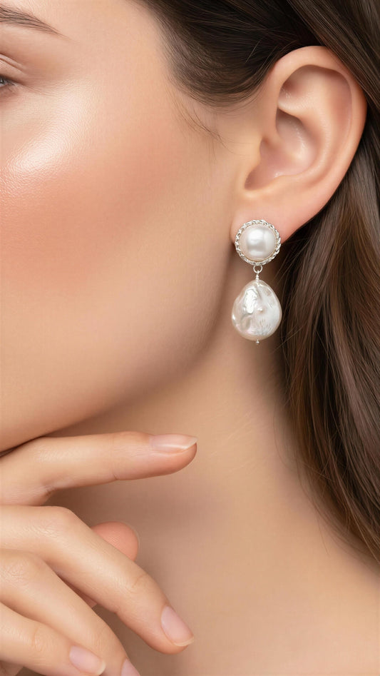 AROS  FR3076-AROS PERLA AGUA DULCE Y BARROCA- PLATA