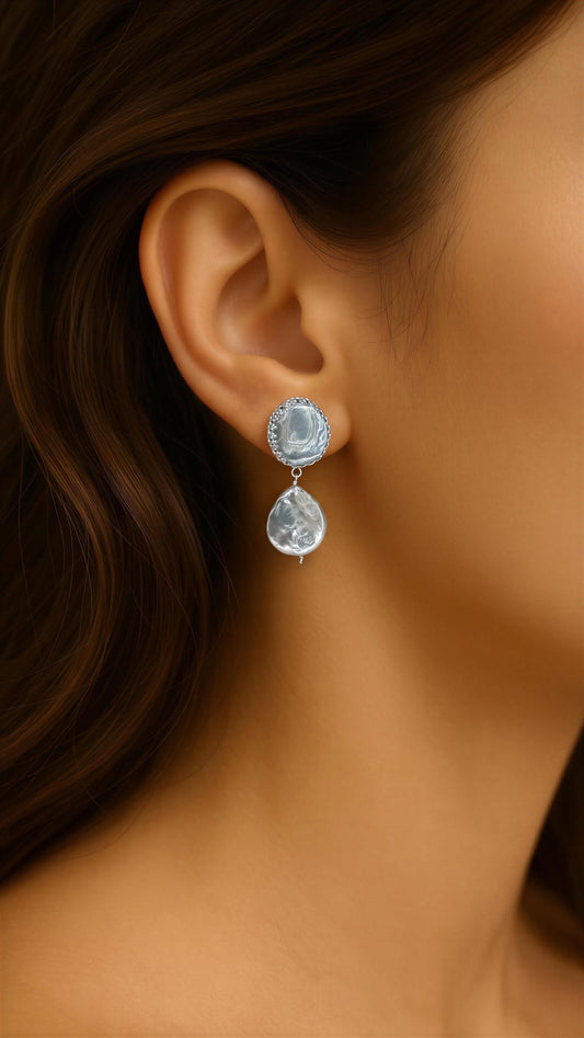 FR3077- AROS DOBLE PERLA BARROCA -PLATA