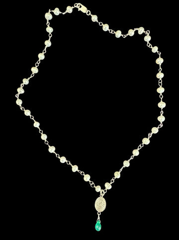 FR4029-COLLAR PERLITAS ENTORCHADAS Y COLGANTE FILIGRANA