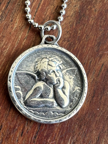 FR-4084- MEDALLA PLATA ANGEL DE LA GUARDA
