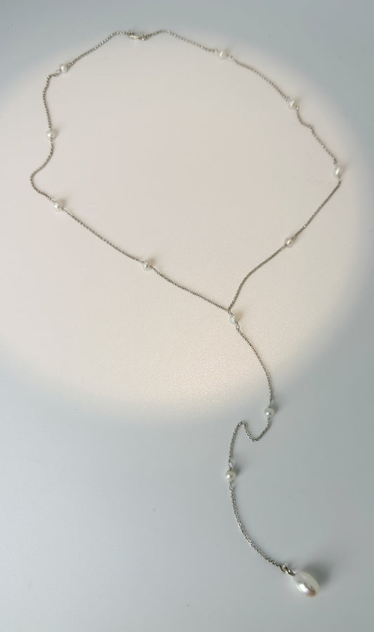 COLLAR FR5008- COLLAR PLATA- PERLITAS- PERLA OVAL