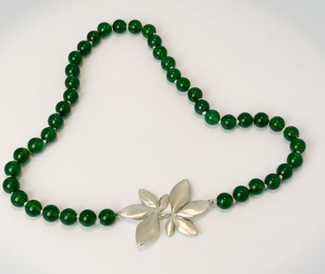 COLLAR FR 5022- COLLAR AVENTURINAS Y BROCHE FRONTAL PLATA
