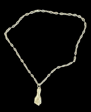 COLLAR FR 5028- CADENA NAUTICA Y MANITO DE LA SUERTE-PLATA