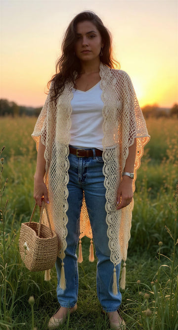 PUNTA CROCHET ALGODON SEDA CON BORLAS