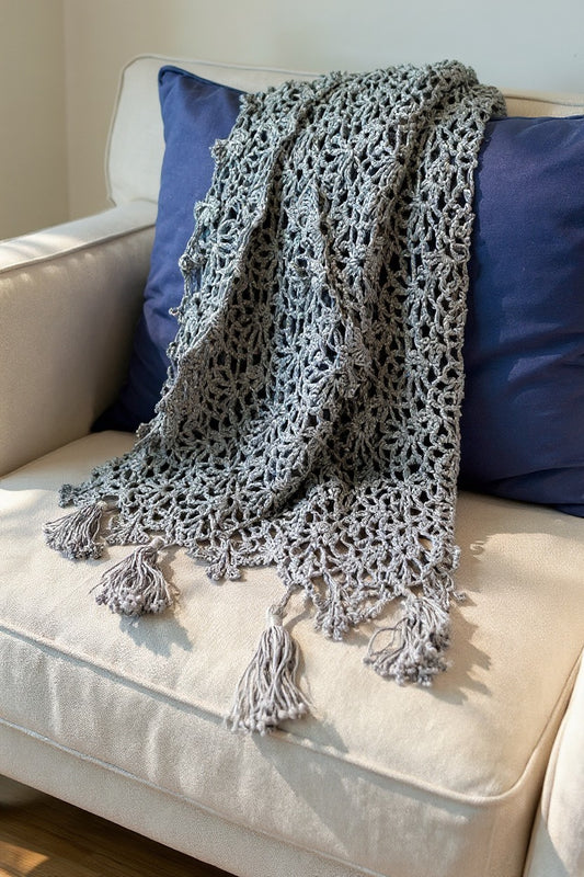 PUNTA CROCHET ALGODON SEDA CON BORLAS