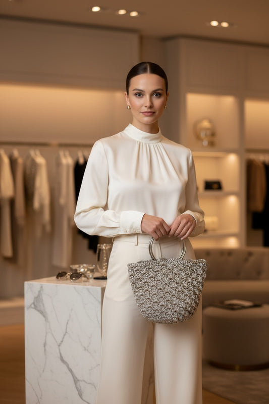 CARTERA SOFIA- TEJIDA A MANO- ASAS METAL