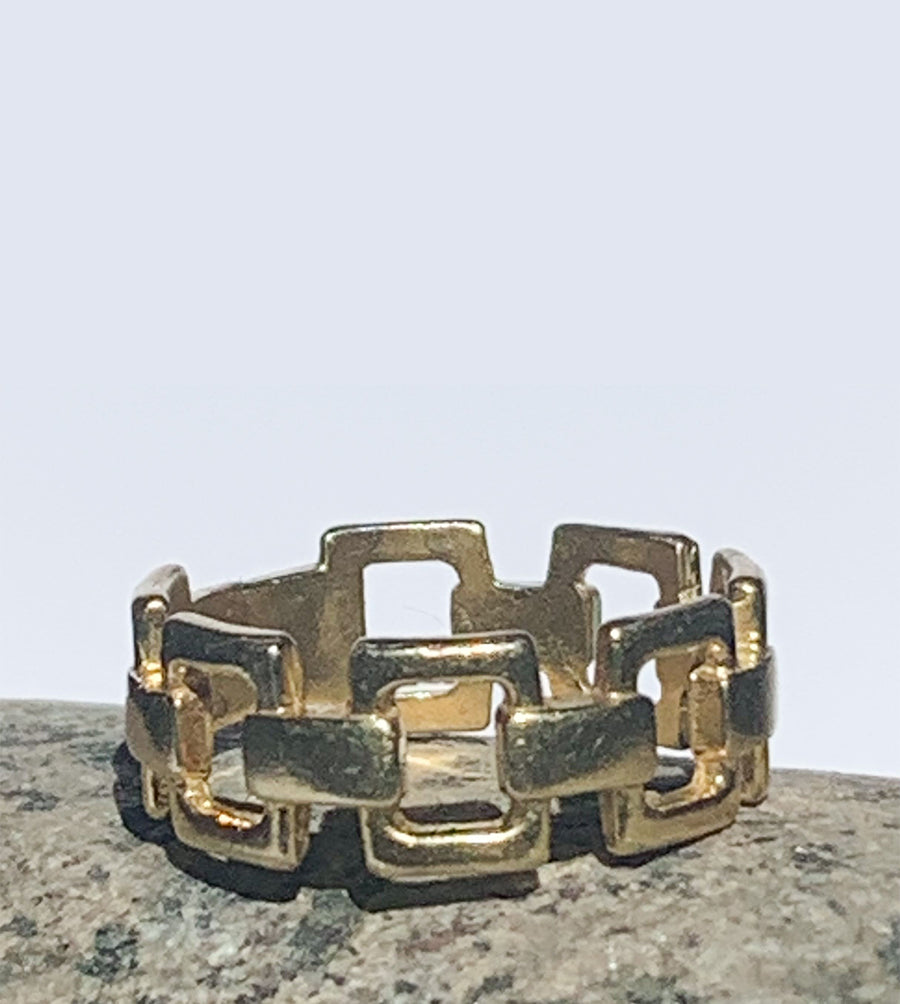 ANILLO FR0017- ANILLO ESLABONES PLATA ENCHAPADA ORO